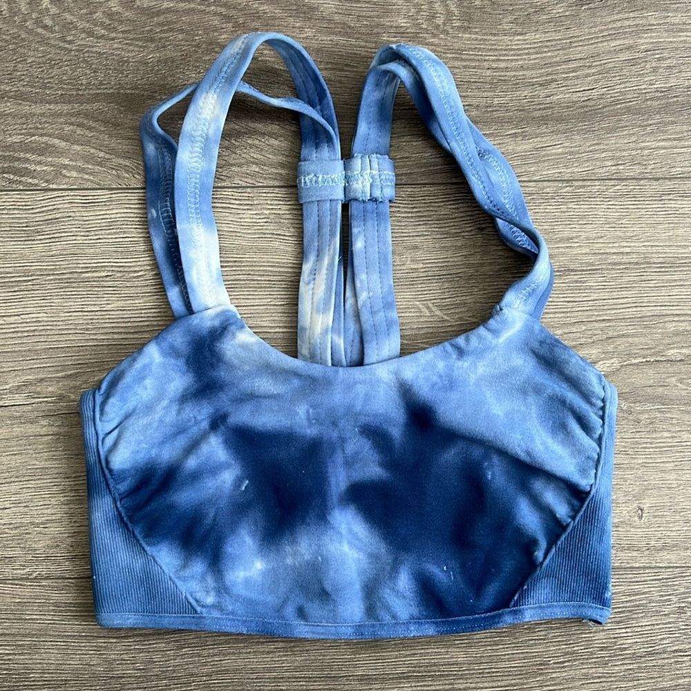 FREE PEOPLE MOVEMENT On The Radar Sports Bra XS/Small Blue Tie Dye Activewear